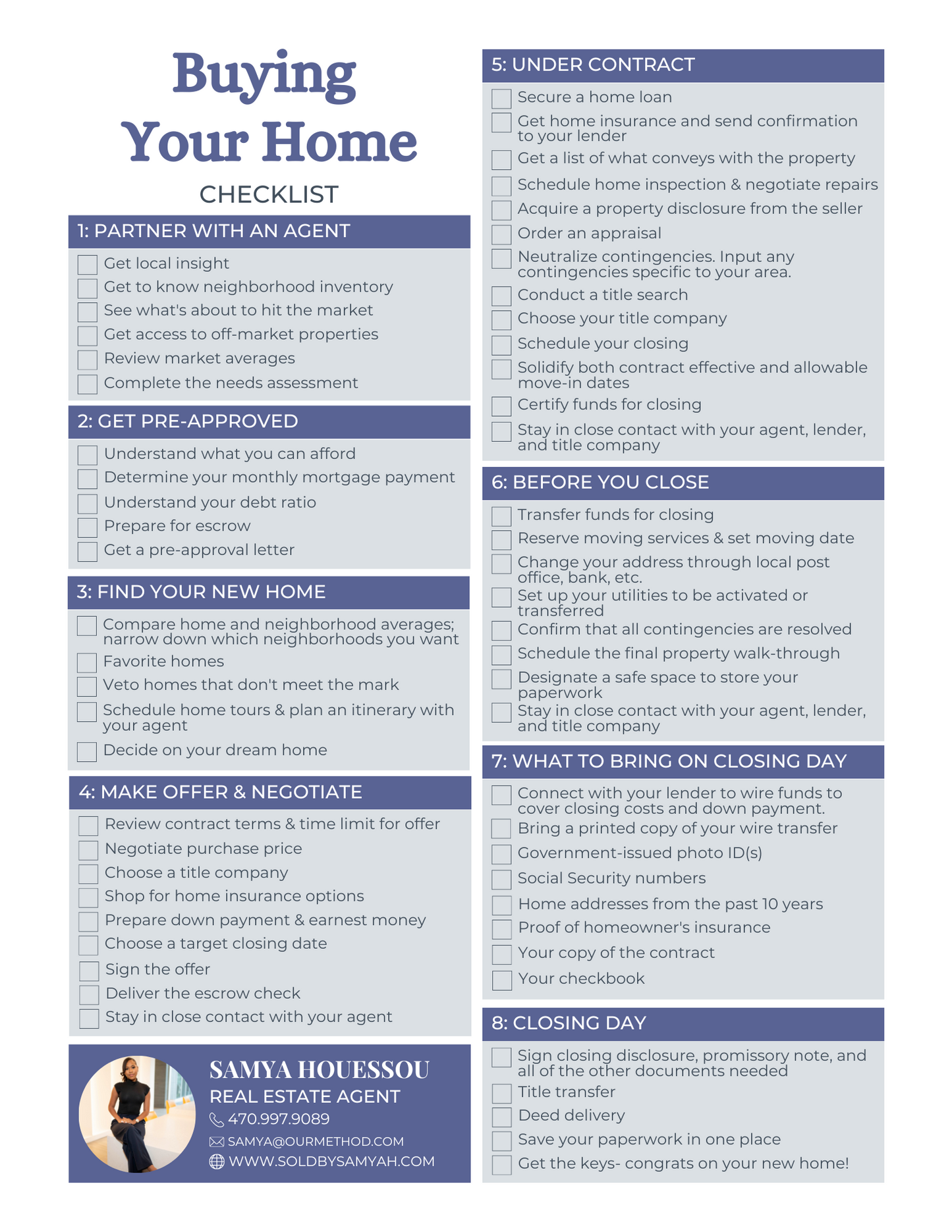 Samya's Personalized Homebuyer's Checklist